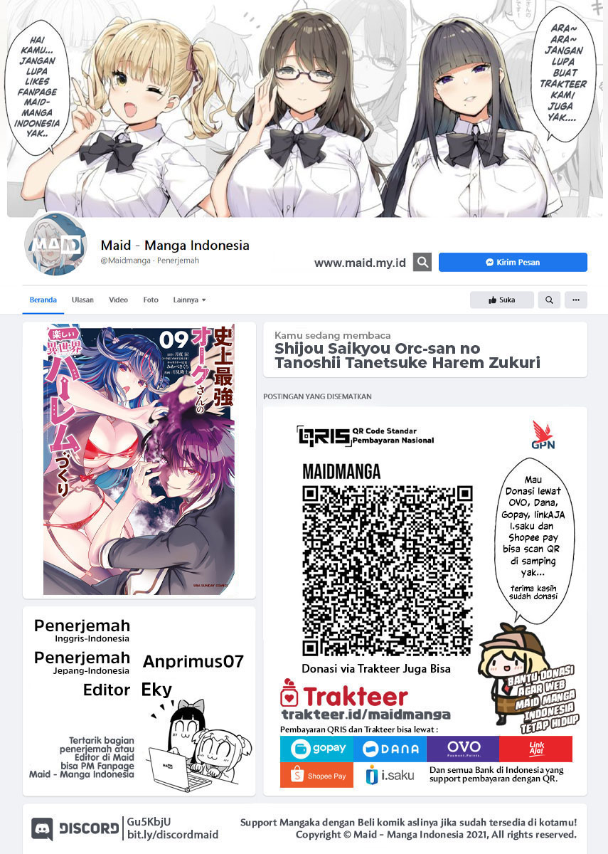 Shijou Saikyou Orc-san no Tanoshii Tanetsuke Harem Zukuri Chapter 99 Bahasa Indonesia