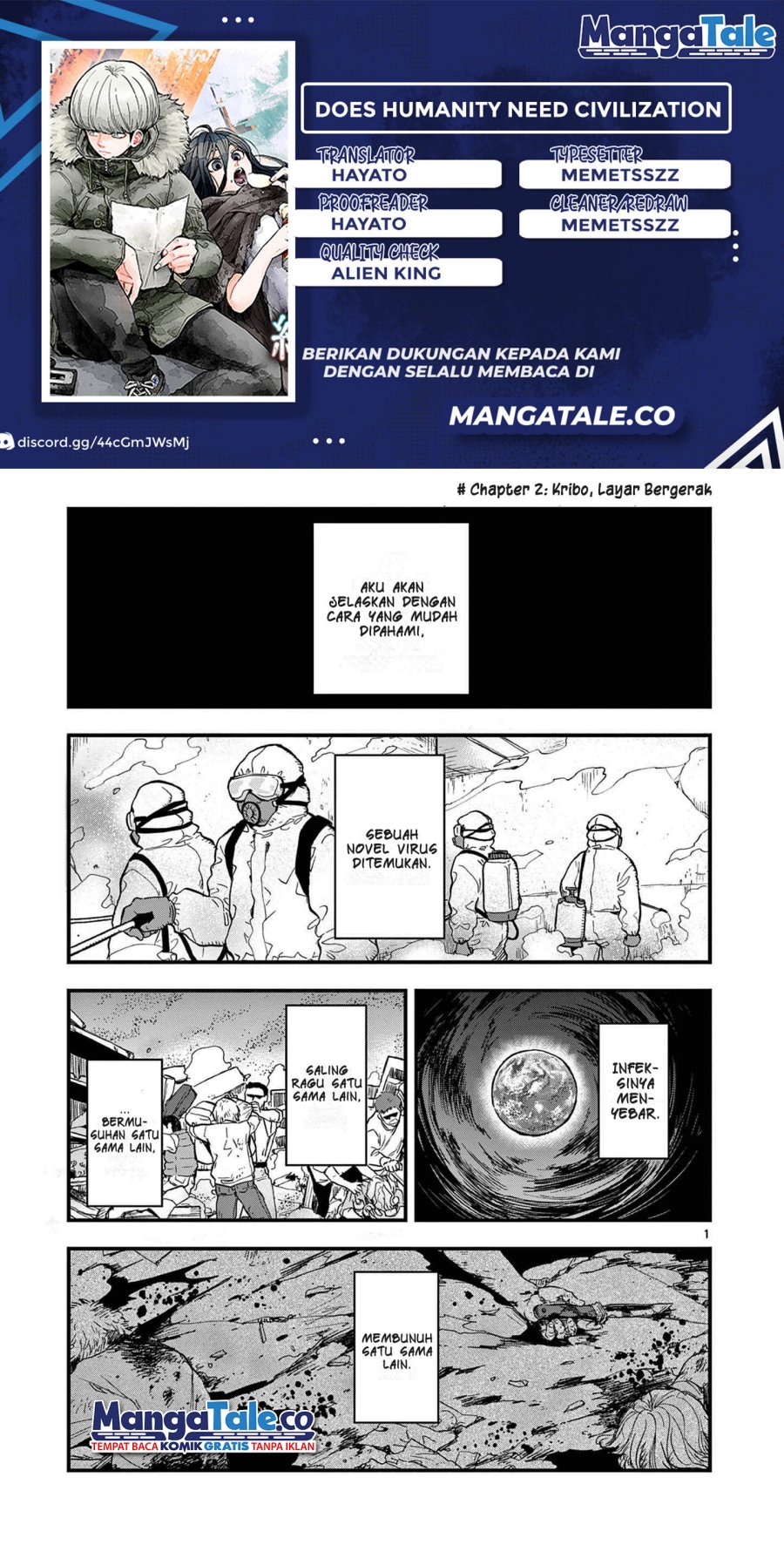 Shuumatsu no Jinrui ni Bunmei wa Hitsuyou desu ka? Chapter 02 Bahasa Indonesia