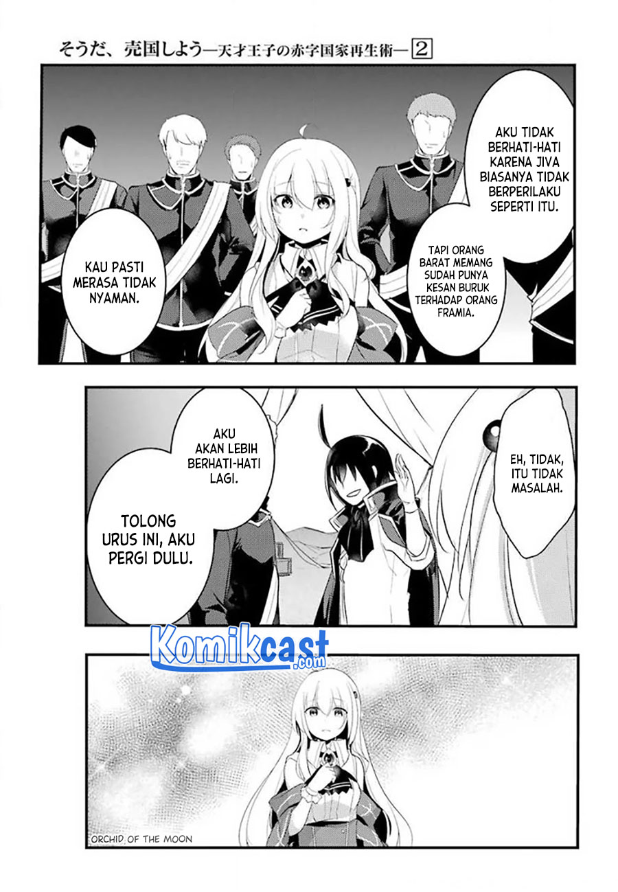 Tensai Ouji no Akaji Kokka Saisei Jutsu – Souda, Baikoku Shiyou Chapter 24 Bahasa Indonesia