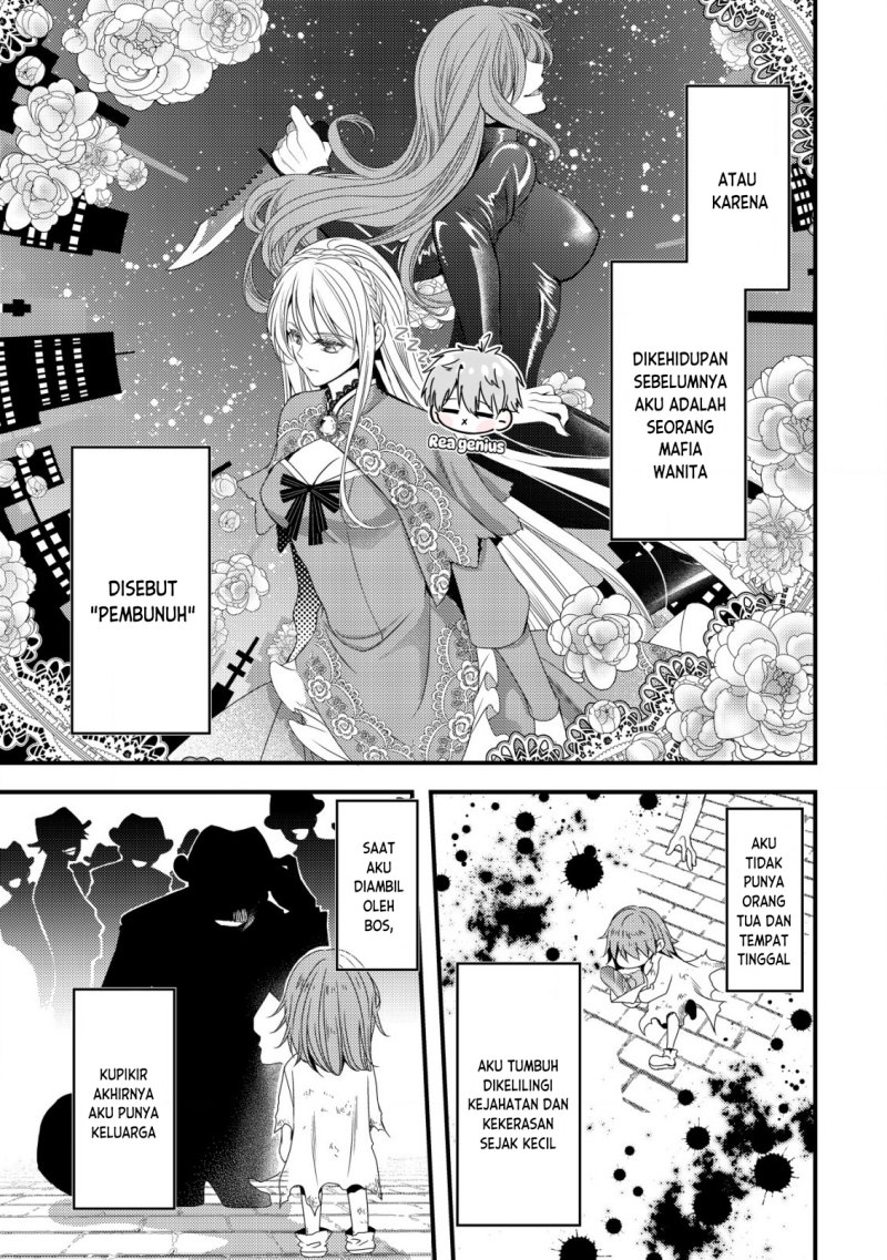 Tensei shita Onna Mafia wa Isekai de Heibon ni Kurashitai – Asashin Ikka no Hakushaku Reijou desu ga, Denshi to Akuma na Danchou ga Tsukimatottekimasu chapter 1