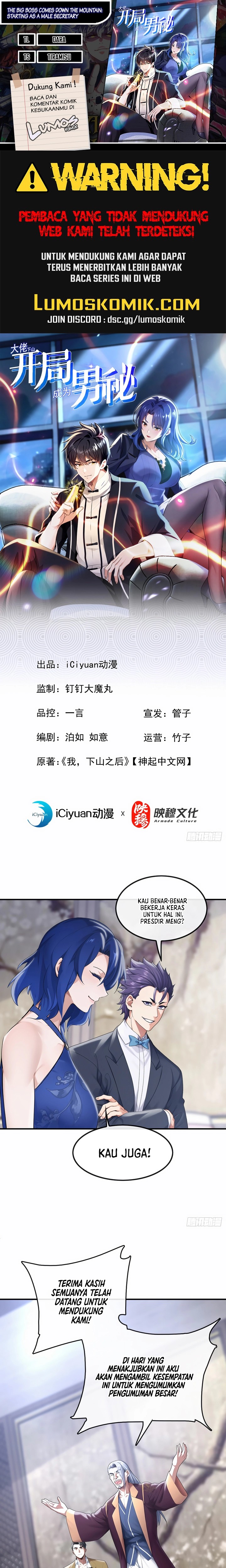 The Big Boss Comes Down the Mountain: Starting as a Male Secretary Chapter 10 Bahasa Indonesia