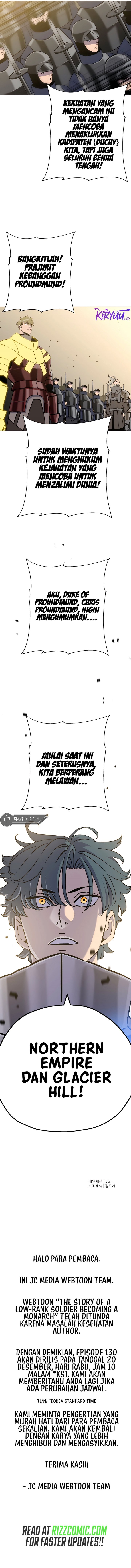 The Story of a Low-Rank Soldier Becoming a Monarch Chapter 129 Bahasa Indonesia