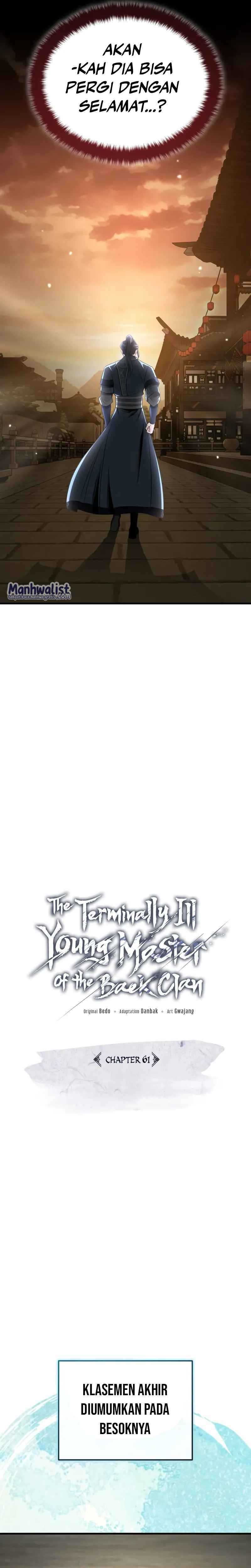 The Terminally Ill Young Master of the Baek Clan Chapter 61 Bahasa Indonesia