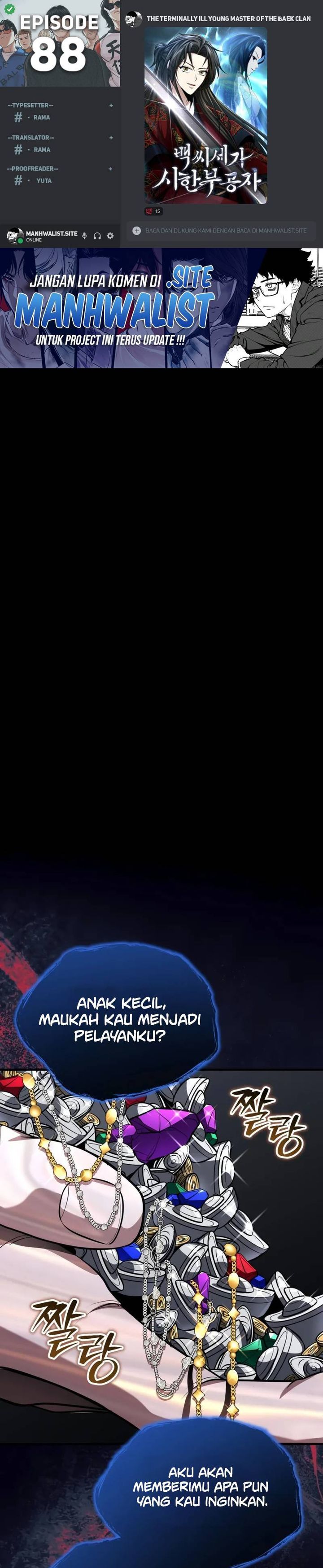 The Terminally Ill Young Master of the Baek Clan Chapter 88 Bahasa Indonesia