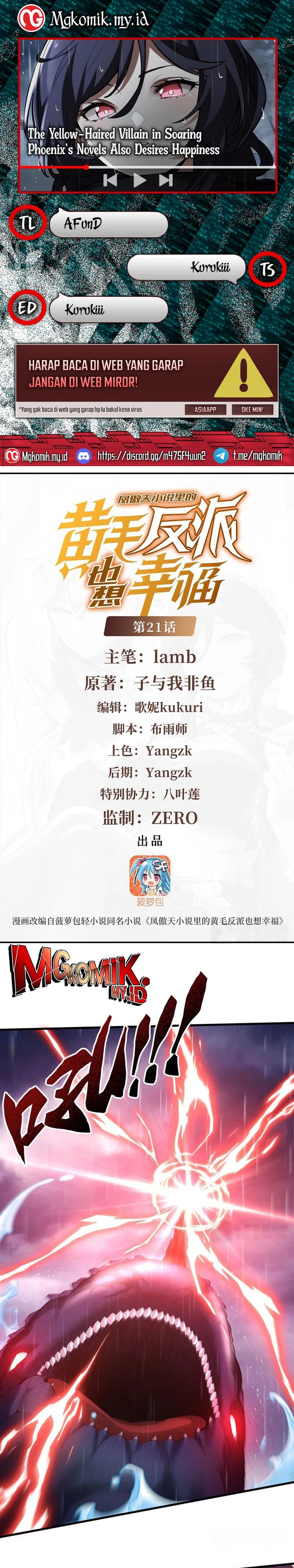 The Yellow-haired Villain in Female Main Character’s Novel wants Happiness Chapter 21 Bahasa Indonesia