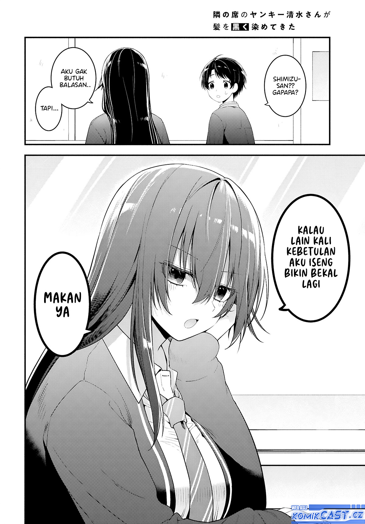 Tonari no Seki no Yankee Shimizu-san ga Kami o Kuroku Sometekita chapter 3