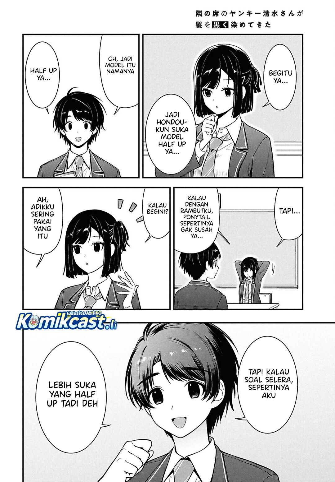 Tonari no Seki no Yankee Shimizu-san ga Kami o Kuroku Sometekita Chapter 11 Bahasa Indonesia