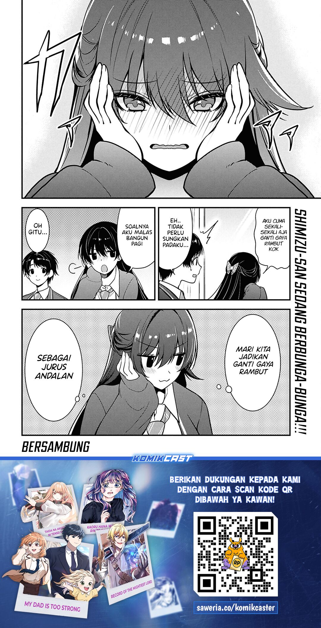 Tonari no Seki no Yankee Shimizu-san ga Kami o Kuroku Sometekita Chapter 11 Bahasa Indonesia