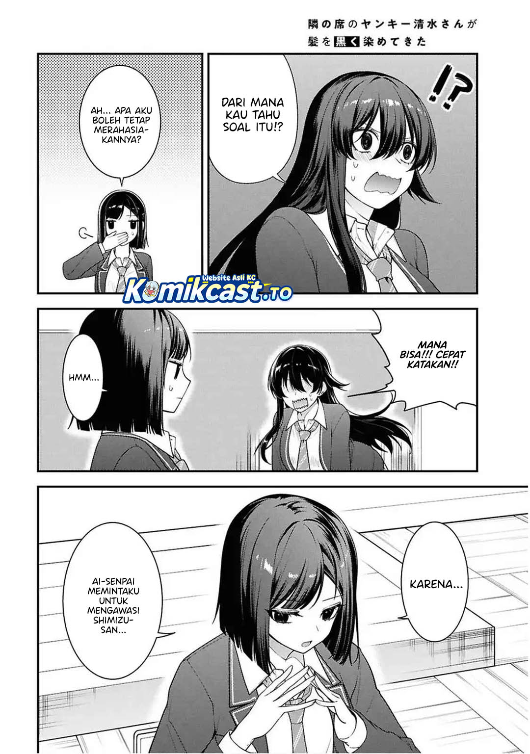 Tonari no Seki no Yankee Shimizu-san ga Kami o Kuroku Sometekita Chapter 13 Bahasa Indonesia