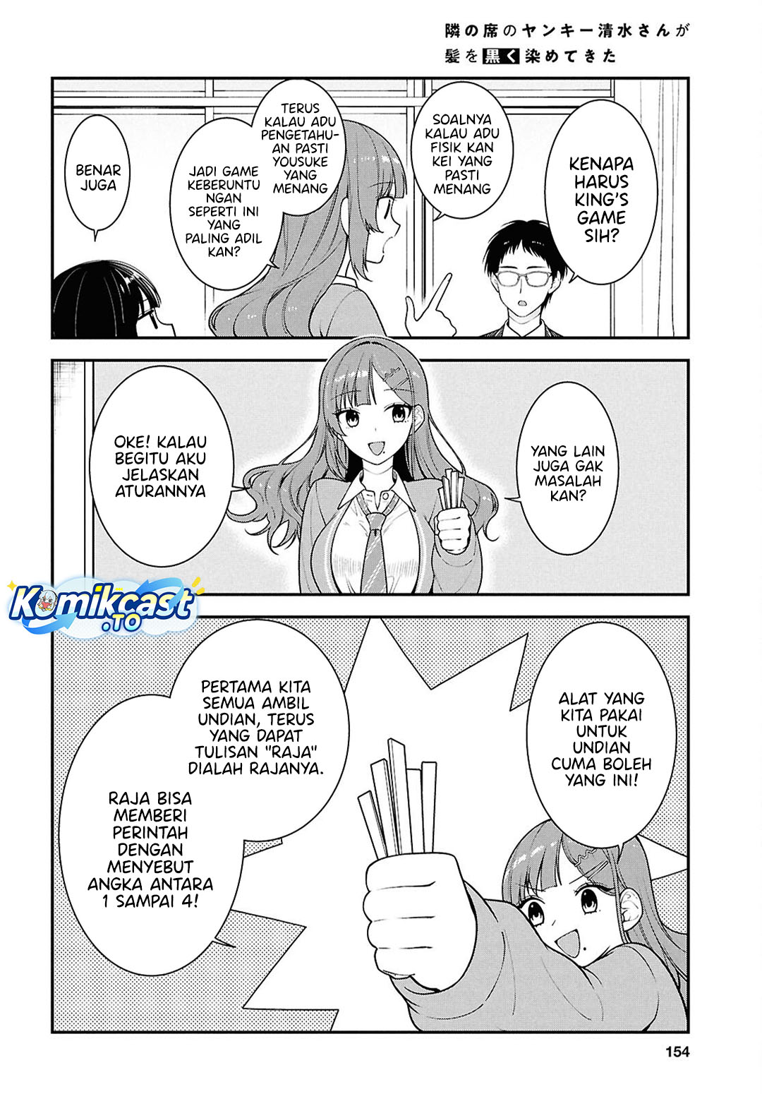 Tonari no Seki no Yankee Shimizu-san ga Kami o Kuroku Sometekita Chapter 14 Bahasa Indonesia