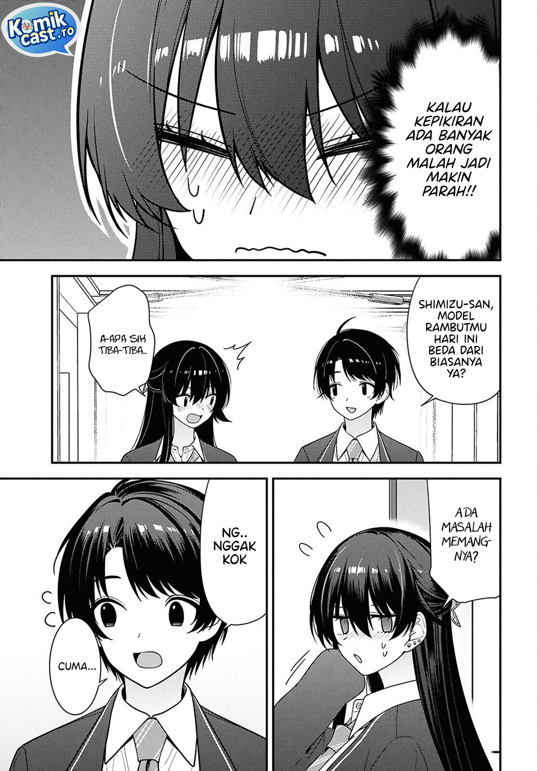 Tonari no Seki no Yankee Shimizu-san ga Kami o Kuroku Sometekita Chapter 14 Bahasa Indonesia