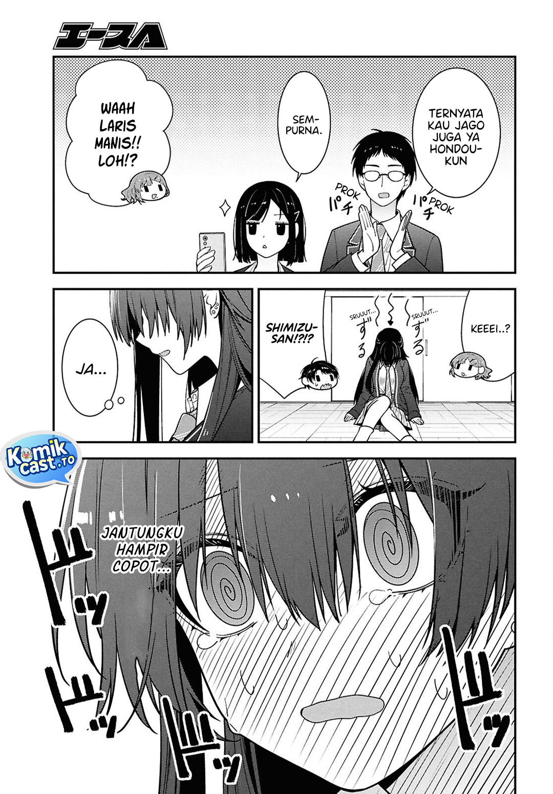 Tonari no Seki no Yankee Shimizu-san ga Kami o Kuroku Sometekita Chapter 14 Bahasa Indonesia