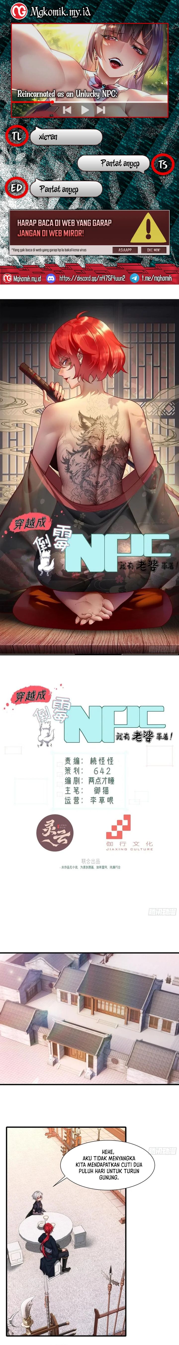 Traveling Through Time and Space to Become an Unlucky NPC: I Have a Wife to Protect Me Chapter 46 Bahasa Indonesia