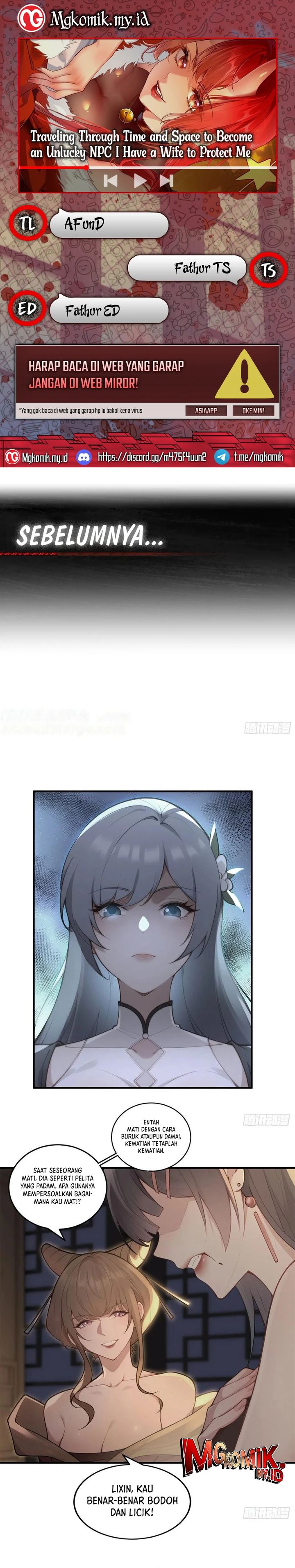 Traveling Through Time and Space to Become an Unlucky NPC: I Have a Wife to Protect Me Chapter 94 Bahasa Indonesia