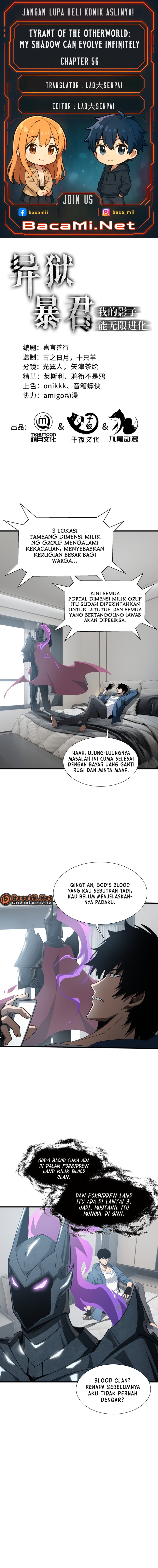 Tyrant of the Otherworld: My Shadow Can Evolve Infinitely Chapter 56 Bahasa Indonesia