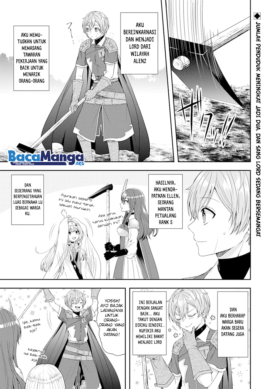Tensei Ryoushu no Yuuryou Kaitaku: Zensei no Kioku o Ikashite White ni Tsutometara, Yuunou na Jinzai ga Atsumari Sugimashita Chapter 03.1 Bahasa Indonesia