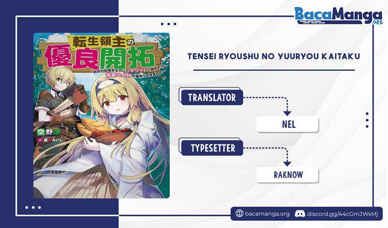 Tensei Ryoushu no Yuuryou Kaitaku: Zensei no Kioku o Ikashite White ni Tsutometara, Yuunou na Jinzai ga Atsumari Sugimashita Chapter 06.2 Bahasa Indonesia