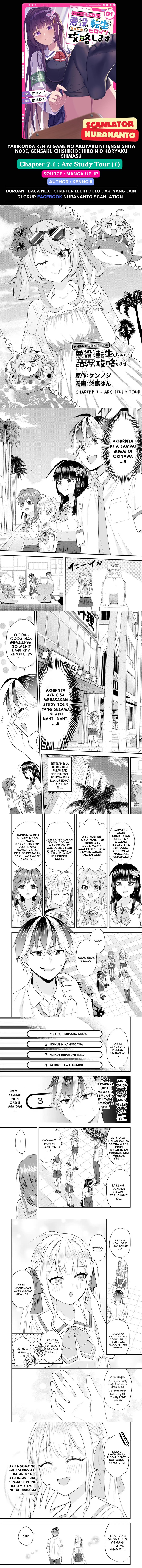 Yarikonda ren’ai game no akuyaku ni tensei shita node, gensaku chishiki de hiroin o kōryaku shimasu Chapter 07.1 Bahasa Indonesia