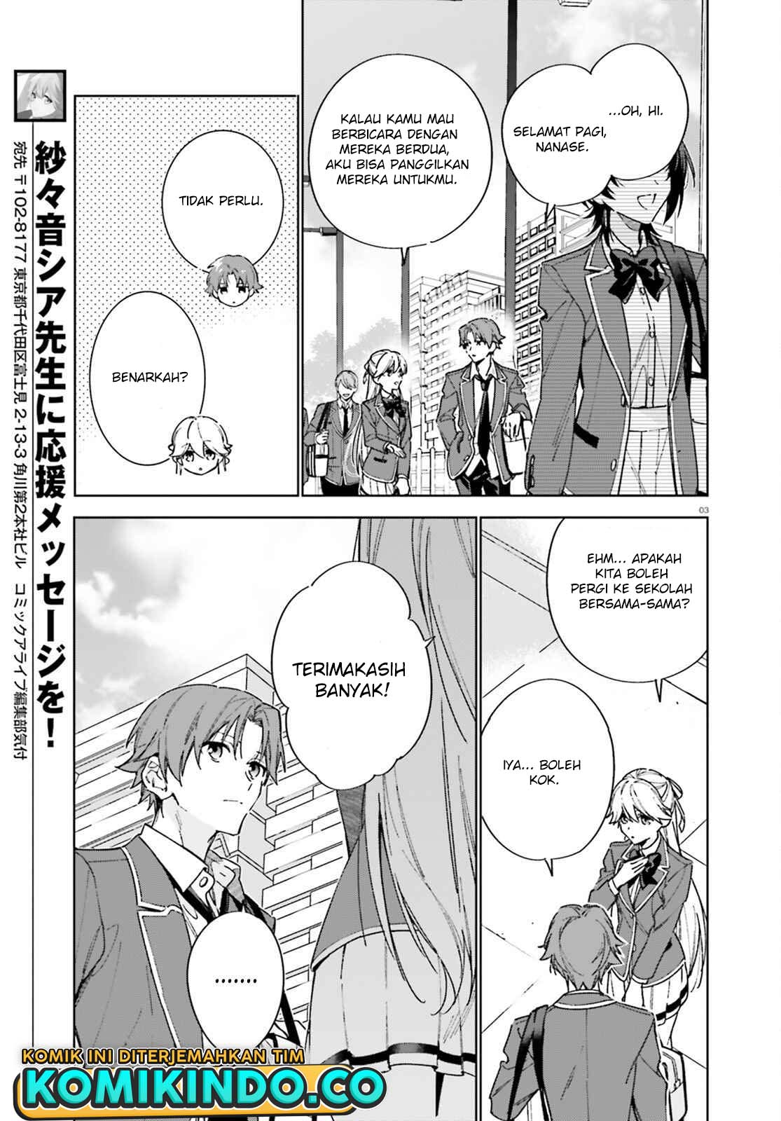 Youkoso Jitsuryoku Shijou Shugi no Kyoushitsu e: 2-nensei-hen Chapter 06 Bahasa Indonesia