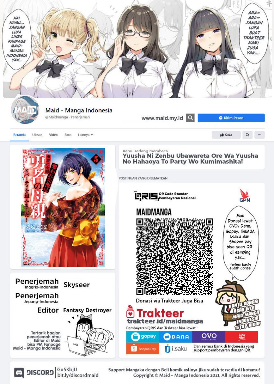 Yuusha ni Zenbu Ubawareta Ore wa Yuusha no Hahaoya to Party wo Kumimashita! Chapter 28 Bahasa Indonesia